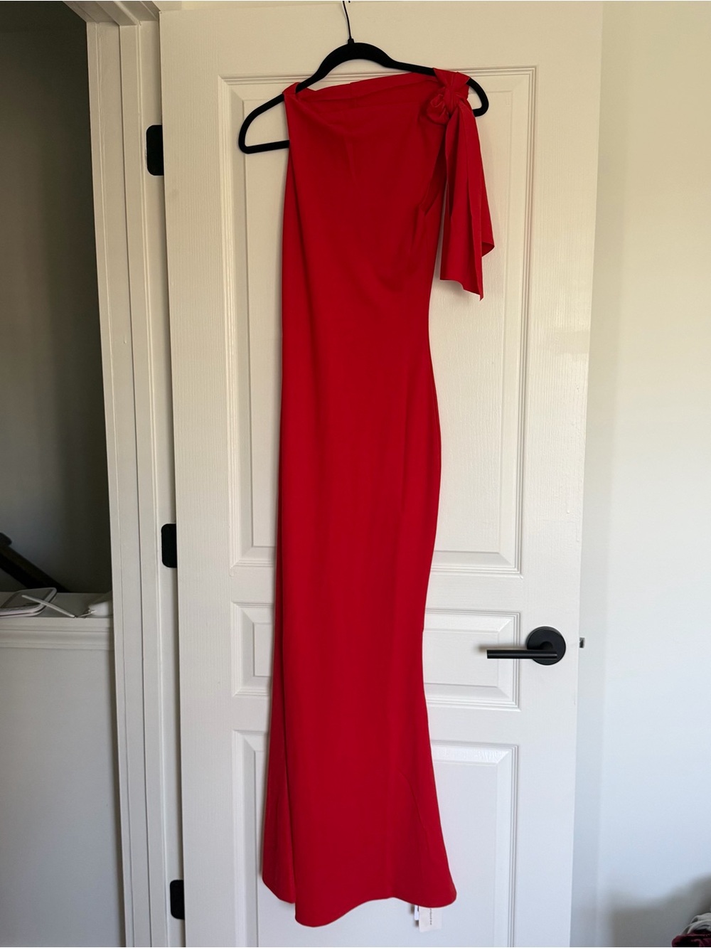NWT COMMENSE Red Evening Gown with Bow Detail